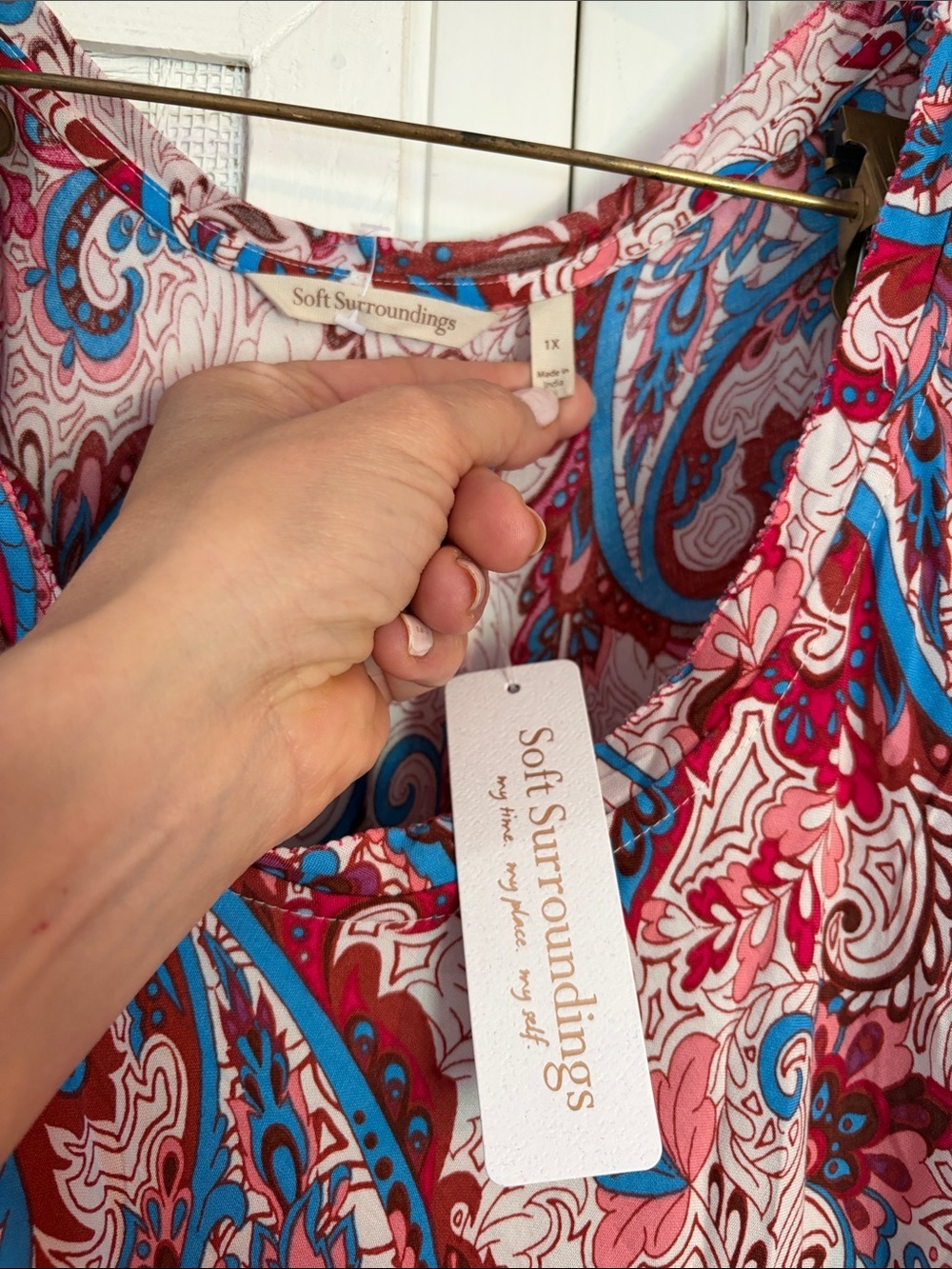 Soft Surrounding Womens Kara Framboise Paisley Burgundy Maxi Tiered Dress 1X - Picture 5 of 10